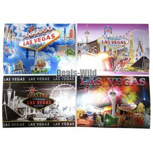 4 Stunning Metallic Foil Raised Welcome to Fabulous Las Vegas Souvenir Postcards